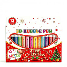 3D Bubble Pen Kids Drawing Set 12 Colors Christmas Gift Box Popcorn Pen Vanishing Magic Ink DIY Art Craft Kit