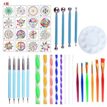 (MTL-01D) Mandala Dotting Tools 40Pcs Set, Rock Painting Kit with Dotting Pens, Ball Stylus, Brushes, DIY Art Supplies for Beginners & Kids