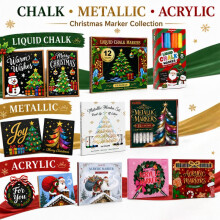 (9048XM) Christmas Gift Box Acrylic Paint Marker Set with Light Board for Kids DIY Drawing Art Craft