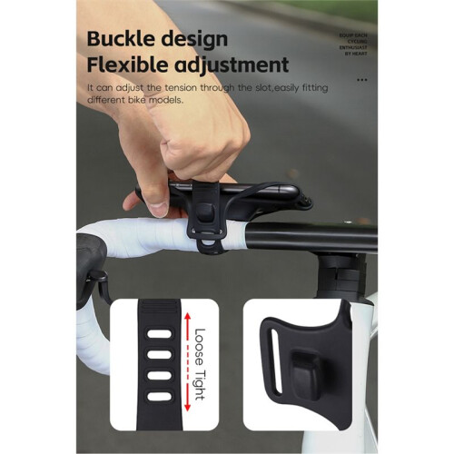 4-6.7 Inch Bicycle Motorcycle Mobile Phone Holder Bracket Silicone Support Silicone Pull Type for All Phone Stand Black 2
