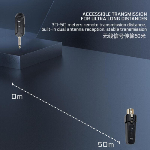 Wireless Mic System for Guitar & Dynamic Mic, XLR Wired-to-Wireless Transmitter Receiver 2