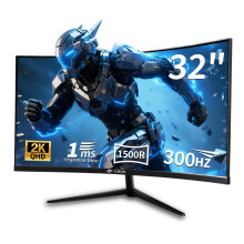 CRUA 32-inch Curved Gaming Monitor, QHD 2560x1440, 300Hz/240Hz, 1ms, 1500R VA Panel, HDR, AMD FreeSync Premium, NVIDIA G-SYNC Compatible – PC &