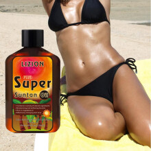 (125ml+gloves) Body Suntanning Oil Accelerator for Bronze Glow & Wheat Complexion Moisturizing Sun Tan