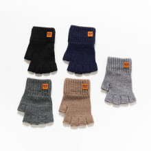 (dark gray) Men's Alpaca Wool Fingerless Gloves Fleece Lined Thick Warm Winter Cycling Writing Gloves