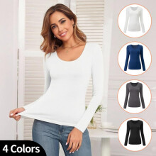 (black-white-grey 3pcs, XL) 3 Pack Women's Long Sleeve Thermal Tops Solid Color Base Layer Crew Neck Slim Fit Soft Stretch Trendy - Black White Grey