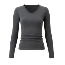(Black and white skin, XXL) 3 Pack Women's Long Sleeve Brushed V-Neck Thermal Tops Warm Base Layer Fashion Undershirt Black White Grey S-XL