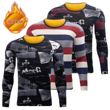 (black letters, XXL) Men's Thermal Underwear Top Winter Fleece Lined Long Johns Base Layer Plus Size Crew Neck Black