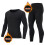 (Black, M) Men's Thermal Underwear Set US Size Black Crew Neck Long Johns Base Layer for Teens 1