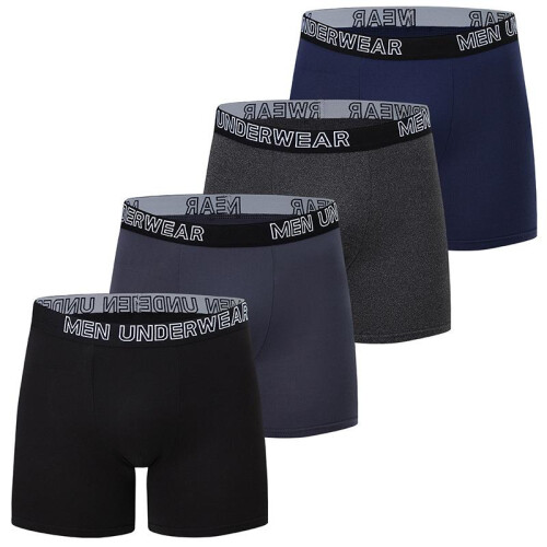 (4pcs, XL) 4 Pack Men's Boxer Briefs Mid-Length Solid Color Basic Stretch Cotton Underwear Plus Size 2