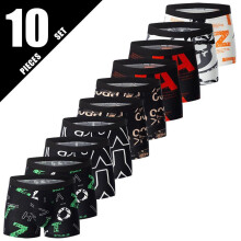 (10 pcs, XXXL) 10 Pack Men's Boxer Briefs Fashion Printed Underwear Casual Breathable Shorts Multi-Color