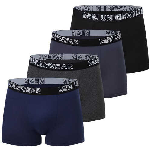 (4PCS, XL) Men's Boxer Briefs 4 Pack Solid Basic Athletic Underwear Big & Tall Breathable Trunks  XS-3XL