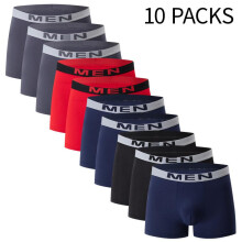 (10PCS, XXL) Men's Boxer Briefs 10 Pack Solid Casual Underwear with Elastic Waistband