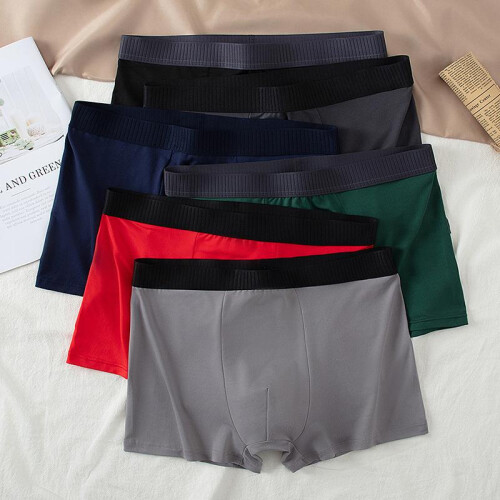 (6pcs, S) 6 Pack Men's Solid Boxer Briefs Basic Classic Underwear Cotton Breathable Comfortable Plus Size