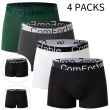 (4pcs, XXL) Men's Athletic Underwear Solid Color Breathable Comfortable Loose Boxer Briefs Fashionable Trunks for Young Men