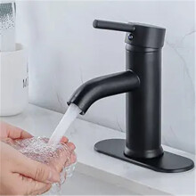 Sink Faucet Single Handle Bathroom Faucet, Black Modern Basin Sink Faucet, Easy to Use and Store, Great Value for Everyday Use, Handy and Space Saving