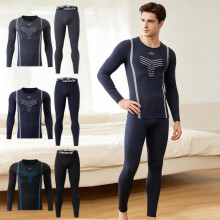 (YZZ-JCZ Thermal Suit-Black, M) Men's Thermal Underwear Set Striped Solid Print Warm Base Layer Long Johns Cozy Loungewear