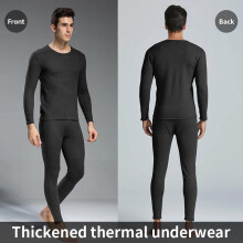 (Dark gray, M) Men's Thick Fleece Lined Thermal Underwear Set - Heattech Long Johns Base Layer Winter Warm Top and Bottom - Gray XL