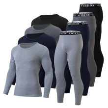 (Dark gray, XL) Men's Thermal Underwear Set Long Johns Base Layer Soft Crew Neck Top and Bottom Black XL