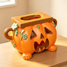 (orange) Halloween Pumpkin Tissue Box Cover, Resin Pumpkin Decoration, Creative Gift for Home Party Decor