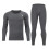 (Grey, S) Men's Thermal Underwear Set Solid Crew Neck Long Sleeve Base Layer Top and Bottom Winter Warm 2 Piece 3