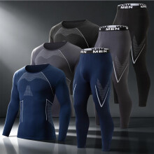 (navy blue, L) Men's Thermal Underwear Set Winter Printed Moisture Wicking Base Layer Long Johns Multiple Colors
