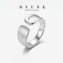 (Silver, Adjustable opening) Silver Plated Open Ring Matte Wide Band Half Window Design Korean Minimalist Fashionable Adjustable Ring for Women