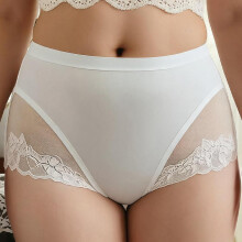 (2 black+2 white, 4XL) High Waisted Seamless Plus Size Underwear Lace Bonded Comfortable Breathable High Stretch Briefs for Women 4pcs