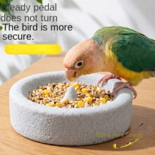 (white) Parrot Volcanic Stone Food Bowl Anti-Tip Bird Feeder Water Dispenser for Cockatiel Budgie Beak Grinding Paw Grinding Water Floating Stone Bowl