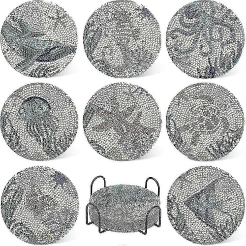 8pcs Ocean Diamond Coasters Kit