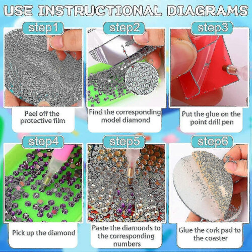 8pcs Ocean Diamond Coasters Kit 2