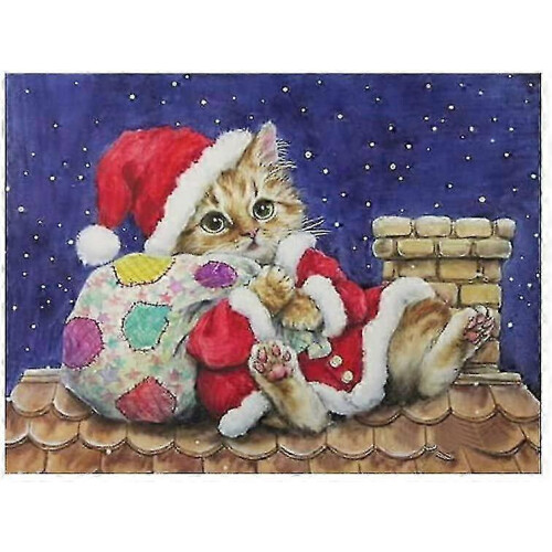 5D Christmas Cat Diamond Art Set