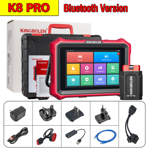 KINGBOLEN K8 PRO, Bluetooth OBD2 scanner, ECU-codering, bidirectionele controle, 40+ servicefuncties