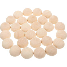 50pcs Half Wooden Beads DIY Unfinished Wood Balls Hemisphere Wood Craft Balls Dome Bead