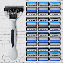 Handmatig scheermes voor heren, 6 mesjes, antislip handvat, voor baard en snorren trimmen