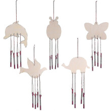 DIY Wind Chime Fill Color Wooden Craft Kit for 5Sets Kids Educational Use