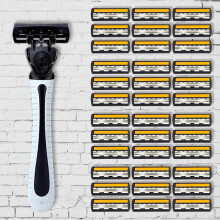 Handmatig scheermes voor heren, set van 6 mesjes, antislip handvat voor baard en snorren