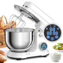 Robot BioloMix 1200W DC, 11 vitesses, écran OLED, crochet pétrisseur, fouet, blanc