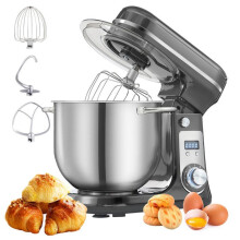 BioloMix 6L Mixeur sur socle de cuisine, 6 vitesses, 1 200 watts, capacité de 6 litres, alimentation en courant continu gris