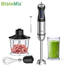 BioloMix - Mixeur plongeant 5-en-1, 1 500 watts, lames en acier inoxydable 304