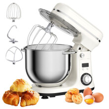 BioloMix 6L Mixeur sur socle de cuisine, 6 vitesses, 1 200 watts, capacité de 6 litres, alimentation en courant continu blanc