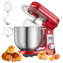 BioloMix 6L Mixeur sur socle de cuisine, 6 vitesses, 1 200 watts, capacité de 6 litres, alimentation en courant continu rouge