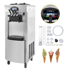 Machine Glace VEVOR YKF-8228HP 2200W 20-28L/h, Écran LCD, Pré-refroidie, Pompe à Air, 2 Cuves 6L, R290, Pro