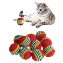 10pcs Cat Toy Balls Soft Eva With Rainbow Pattern, Pet Supplies, Gift for Cat Lovers, Indoor Cat Essentials, Kitten & Adult Cat Care