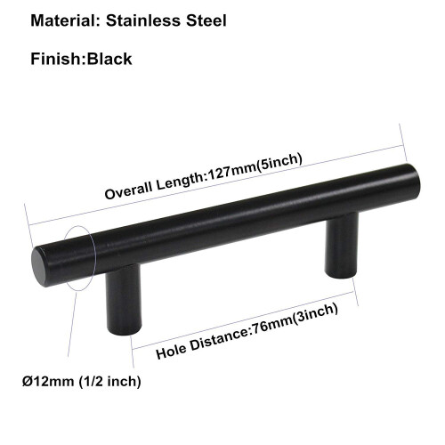 LONTAN 12 Pack Black Kitchen Cupboard Handles 76mm Drawer Pulls Kitchen Door Pul 2