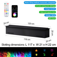Smart Steam LED-vlam elektrische open haard, 1200mm 47.25in, met APP Wind Guard en afstandsbediening