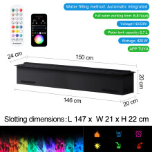 Smart Steam LED-vlam elektrische haard, 1500mm 59.06in, met APP Wind Guard en afstandsbediening