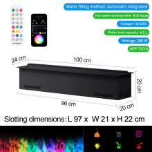 Smart Steam LED-vlam TV decoratieve open haard, 1000mm 39.37in, met APP Wind Guard