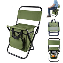 Klappbarer Campingstuhl mit isolierter Kühltasche, 118 kg Tragkraft, Stahlrahmen, für Angeln und Wandern
