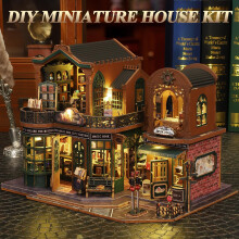 Twilight Book-City, Kit modèle niche à livres 3D en bois à monter, décoration de bibliothèque miniature