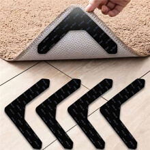 (Black, 12pcs/1set) Anti-Slip Washable Reusable Carpet Fixer for Living Room Dining Room Bathroom